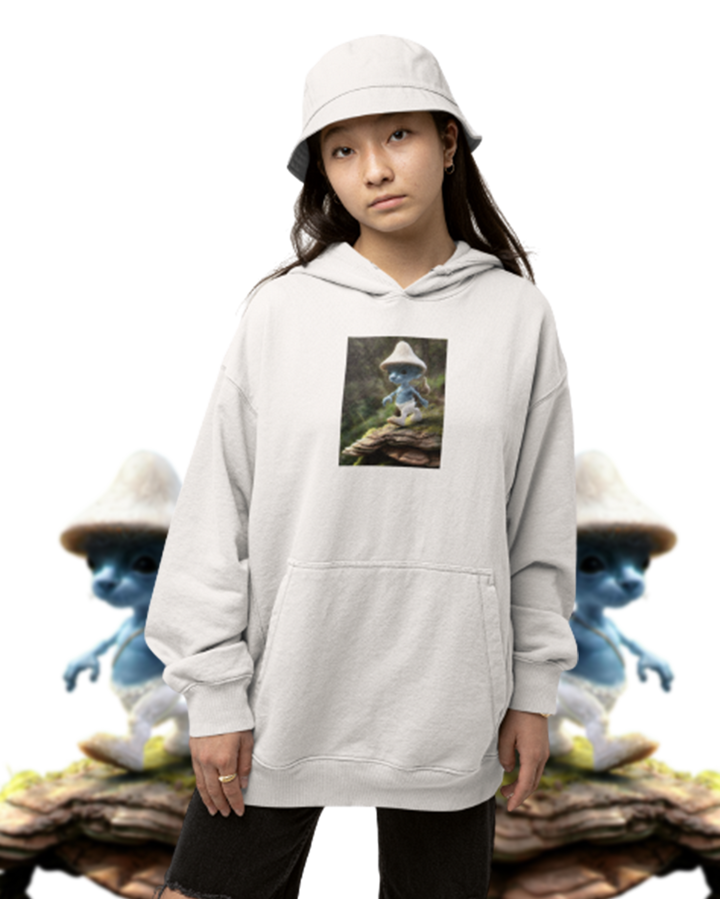 Bluza z kapturem i kotem Smerf