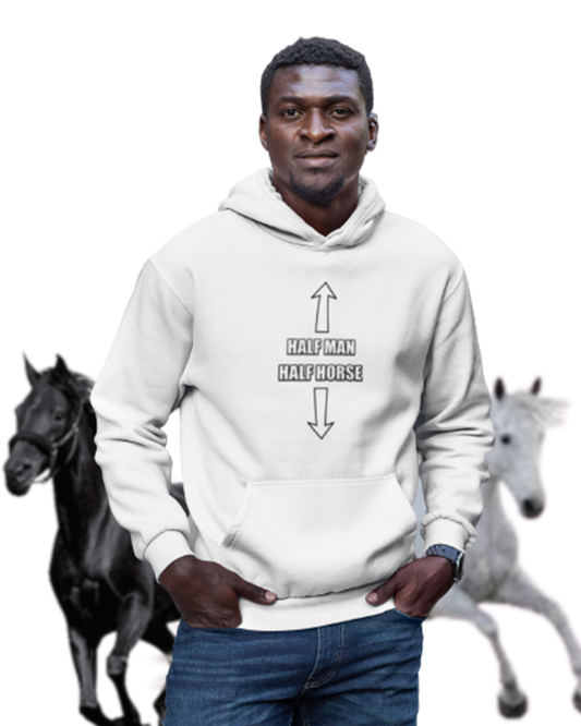 Sweat à capuche moitié homme moitié cheval