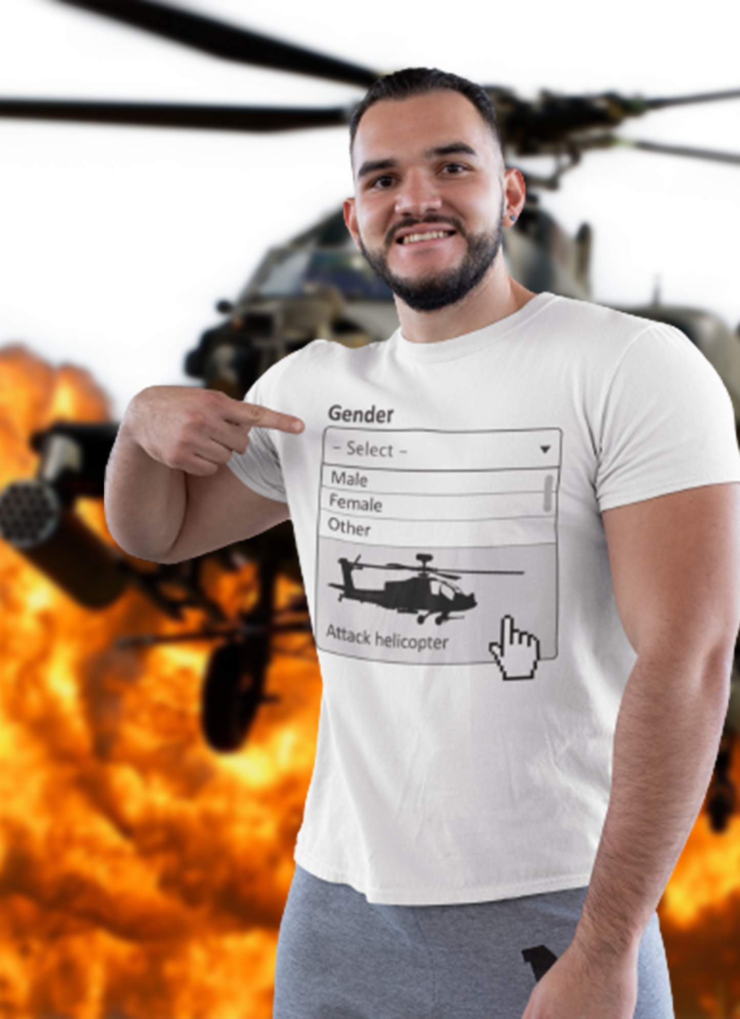 Tee-shirt de genre d’hélicoptère d’attaque